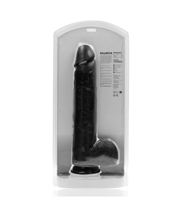 RealRock by Shots Extra Large Straight met Ballen 15 / 38 cm - Zwart
