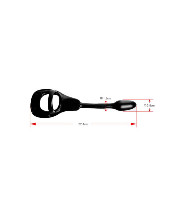 PerfectFitBrand Armor Tug Lock - Cockring met Ball Strap en Butt Plug - Klein