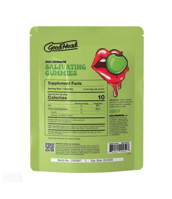 Doc Johnson Speekselopwekkende Gummies - 24 stuks display - 12 gr - Groene Appel