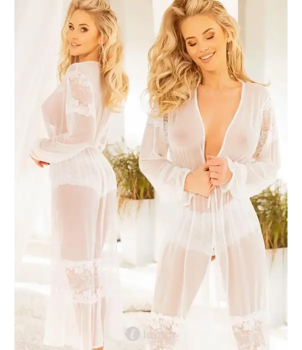 * KALIMO Kalimo Sentosa lange peignoir van tule met kant en bijpassende slip KA922354