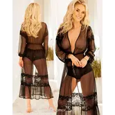 Kalimo Sentosa lange peignoir van tule met kant en bijpassende slip KA922359