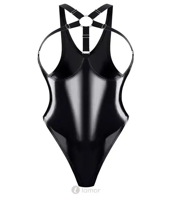 * DEMONIQ Demoniq TDTanja001 open body van glanzend vinyl met verstelbare bandjes zwart