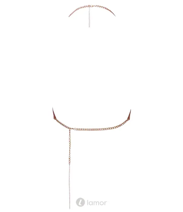 * COTTELLI  Cottelli ACCESSOIRES roségoudkleurige metalen crop top met watervalhalslijn en verstelbare kettingen