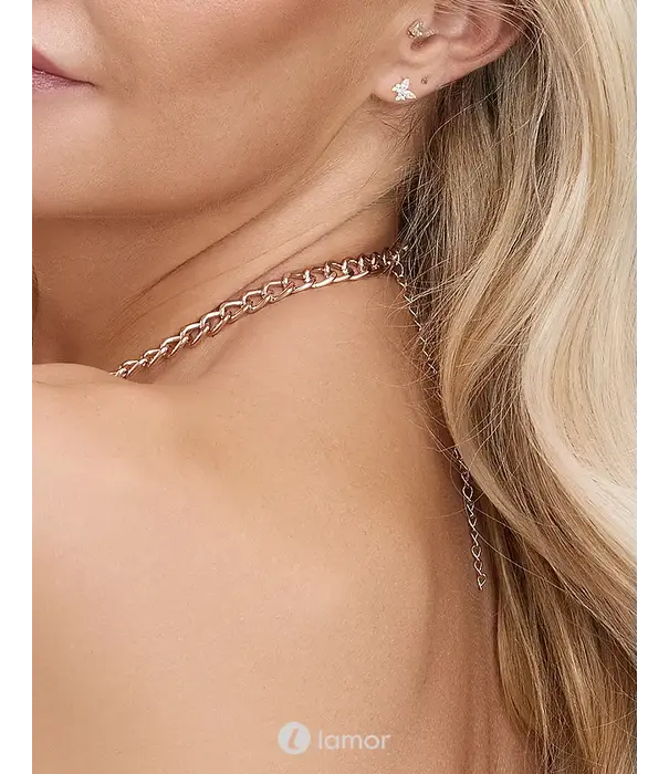 * COTTELLI  Cottelli ACCESSOIRES roségoudkleurige metalen crop top met watervalhalslijn en verstelbare kettingen