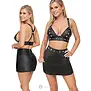 Cottelli PARTY bh top en minirok set van zwart imitatieleer met zilverkleurige details CC2260697