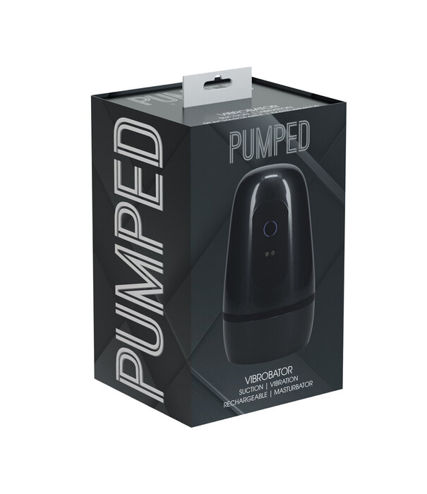Pumped by Shots Pulsar - Negatieve Druk Zuig- en Trillingsmasturbator Pomp - Gun Metal