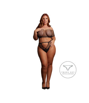 Melia - Open Work Set - Queen Size - Black