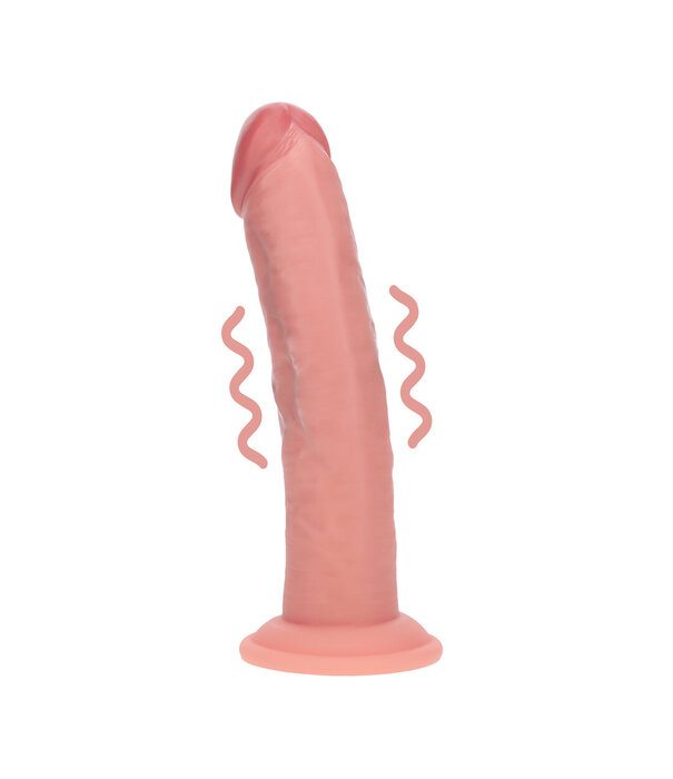 RealRock by Shots Dual Density Silicone Gebogen Realistische Vibrerende Dildo met Zuignap - 8 / 20,3 cm - Vlees