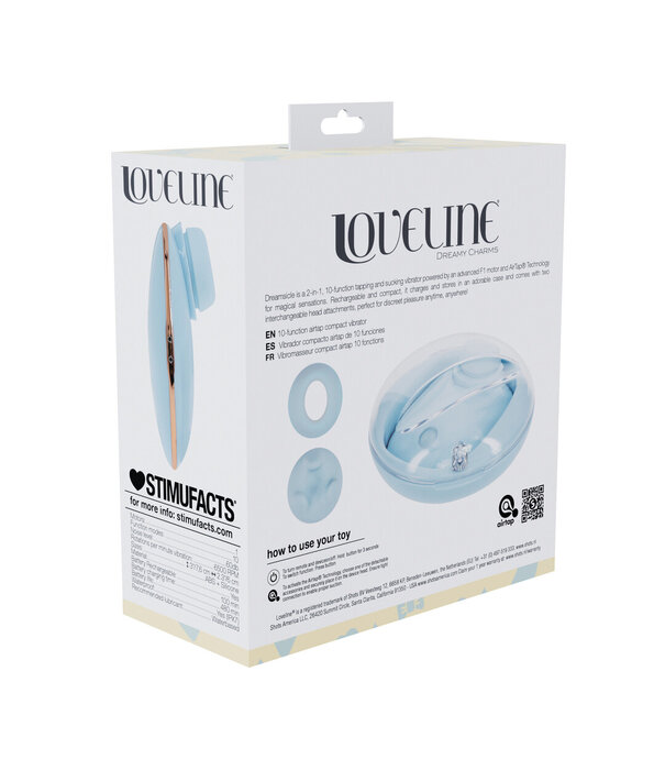 Loveline by Shots Dreamsicle - Compact AirTap Vibrator met Twee Hoofdaccessoires - Blauw