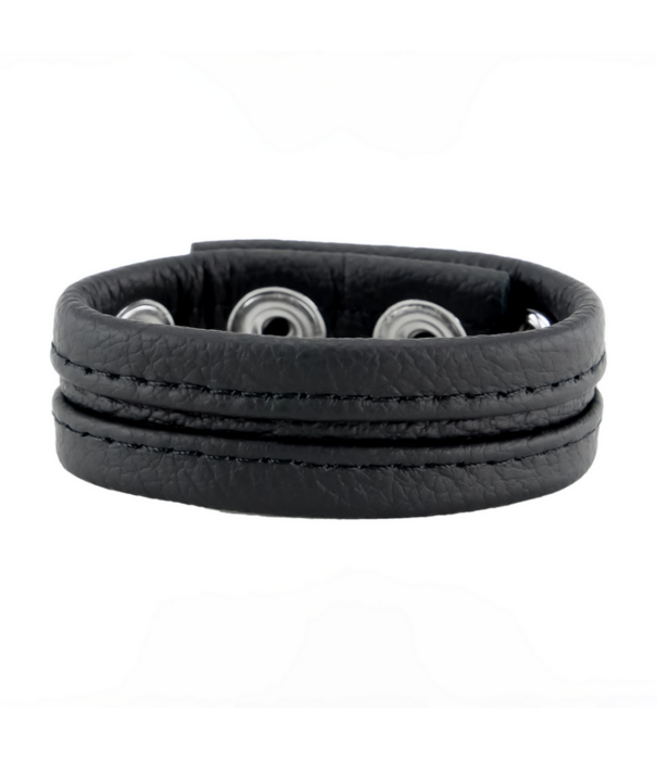 Red Leather Verstelbare Leren Cockring - Zwart