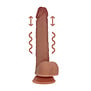 Dual Density Silicone Realistische Vibrerende Dildo met Stoten en Ballen - 7 / 17,8 cm - Tan