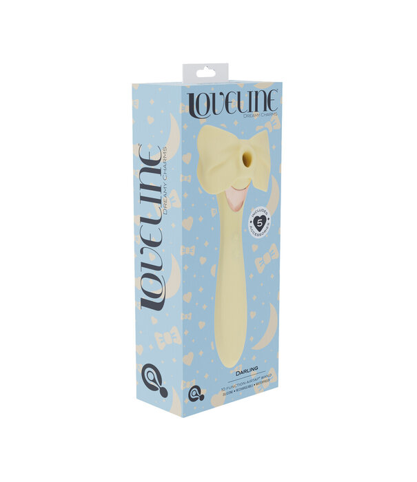 Loveline by Shots Darling - AirTap Wand Vibrator met Vijf Koppen Accessoires - Geel