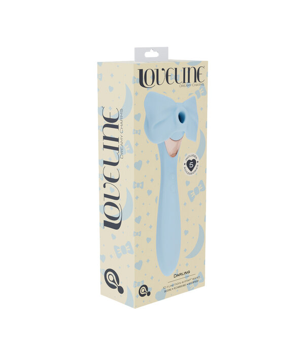 Loveline by Shots Darling - AirTap Wand Vibrator met Vijf Koppen Accessoires - Blauw