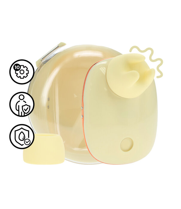 Loveline by Shots Dreamsicle - Compact AirTap Vibrator met Twee Hoofdaccessoires - Geel