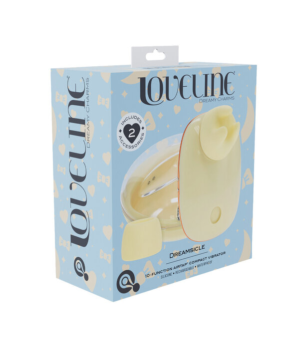 Loveline by Shots Dreamsicle - Compact AirTap Vibrator met Twee Hoofdaccessoires - Geel