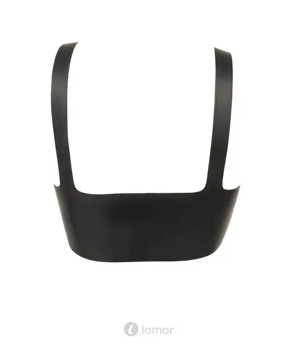 * LATE X LateX zwarte open cup latex bh top met ronde uitsparingen en brede bandjes LX2901404