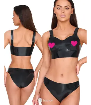 Open cup latex bh top zwart, LX2901404