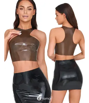 Latex Crop-Top smoke, LX2901412