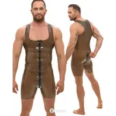 LateX latex bodysuit smoke met korte pijpen en 2-weg ritssluiting LX2910470