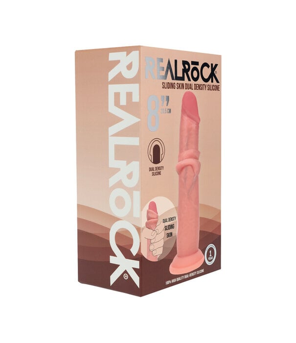 RealRock by Shots Dual Density Silicone Realistische Sliding Skin Dildo - 8 / 20,5 cm - Vlees