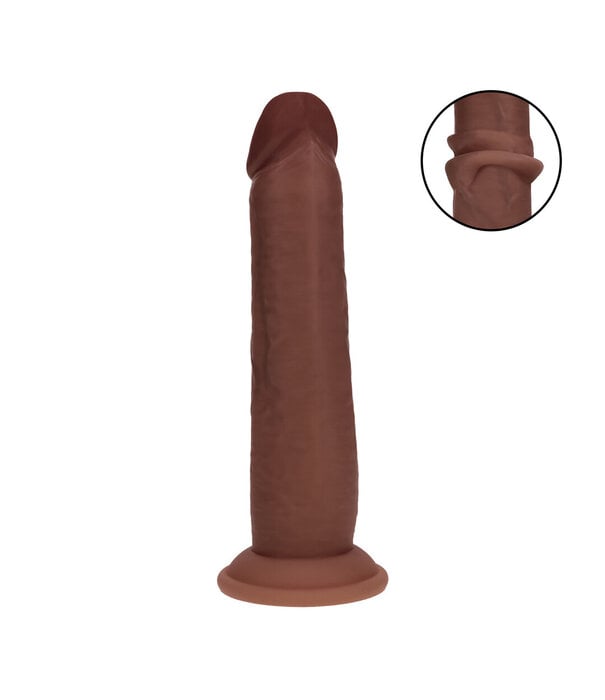 RealRock by Shots Dual Density Silicone Realistische Sliding Skin Dildo - 8 / 20,5 cm - Bruin
