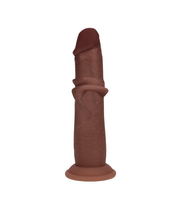 RealRock by Shots Dual Density Silicone Realistische Sliding Skin Dildo - 8 / 20,5 cm - Bruin