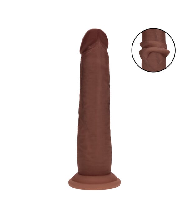 RealRock by Shots Dual Density Silicone Realistische Glijdende Huid Dildo - 7 / 18,5 cm - Bruin