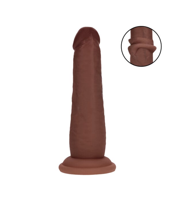 RealRock by Shots Dual Density Silicone Realistische Sliding Skin Dildo - 6 / 15,5 cm - Bruin