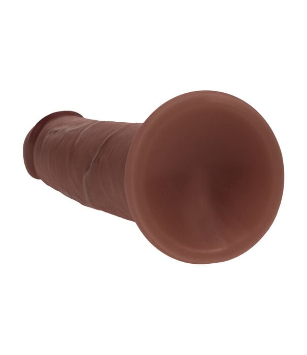 RealRock by Shots Dual Density Silicone Realistische Sliding Skin Dildo - 6 / 15,5 cm - Bruin