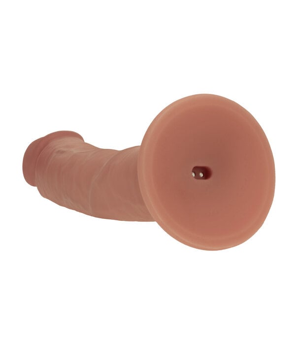 RealRock by Shots Dual Density Silicone Gebogen Realistische Vibrerende Dildo met Zuignap - 8 / 20,3 cm - Tan
