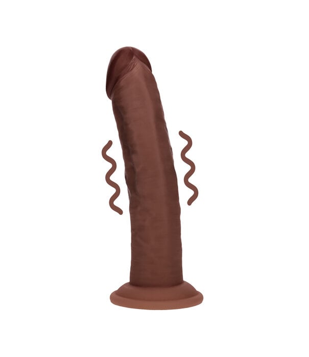 RealRock by Shots Dual Density Silicone Gebogen Realistische Vibrerende Dildo met Zuignap - 8 / 20,3 cm - Bruin