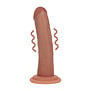Dual Density Silicone Gebogen Realistische Vibrerende Dildo met Zuignap - 6 / 15,5 cm - Tan