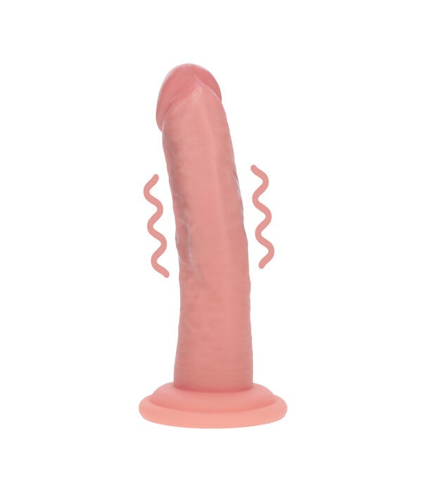 RealRock by Shots Dual Density Silicone Gebogen Realistische Vibrerende Dildo met Zuignap - 6 / 15,5 cm - Vlees