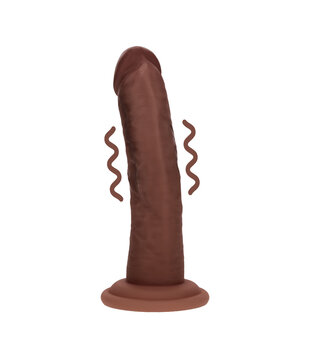 Dual Density Silicone Gebogen Realistische Vibrerende Dildo met Zuignap - 6 / 15,5 cm - Bruin
