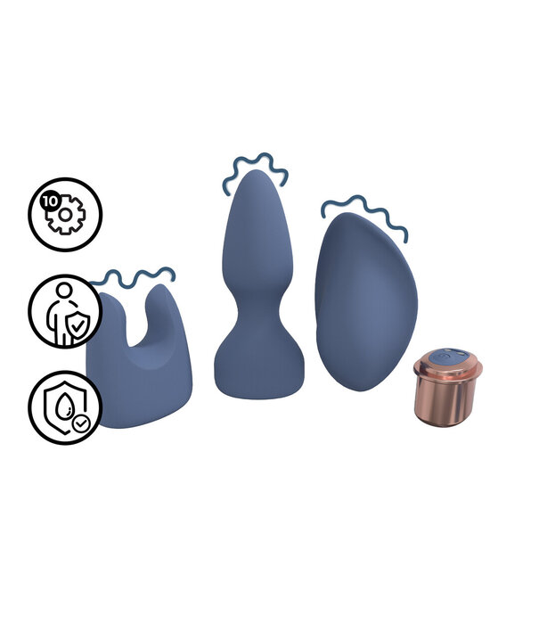 Loveline by Shots Vervangbare Vibrator Kit - Blauw/Grijs