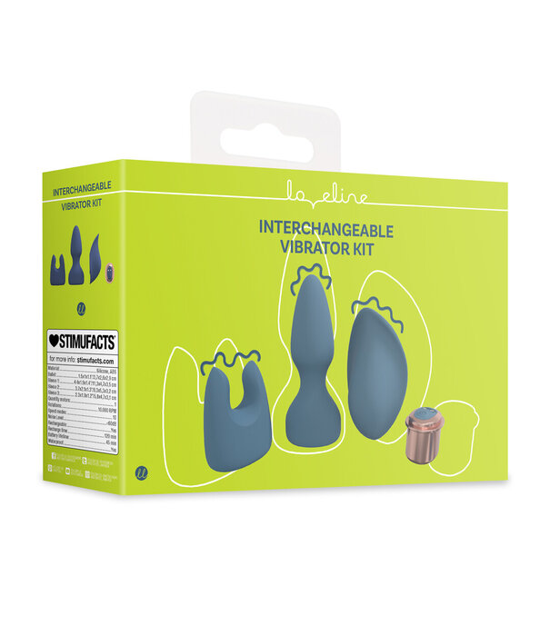 Loveline by Shots Vervangbare Vibrator Kit - Blauw/Grijs