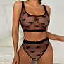 Transparante Kant Hart Twee Delige Set - L/XL - Zwart