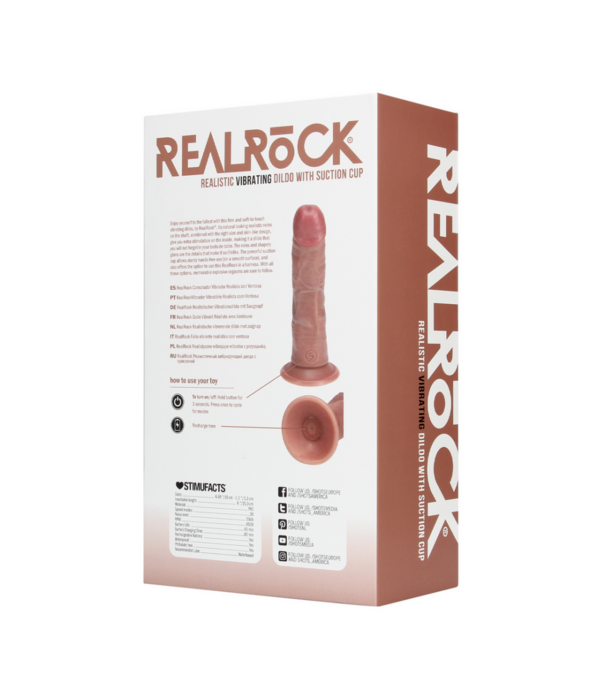 RealRock by Shots Vibrerende Reguliere Gebogen Cock - 6 / 15,5 cm - Tan
