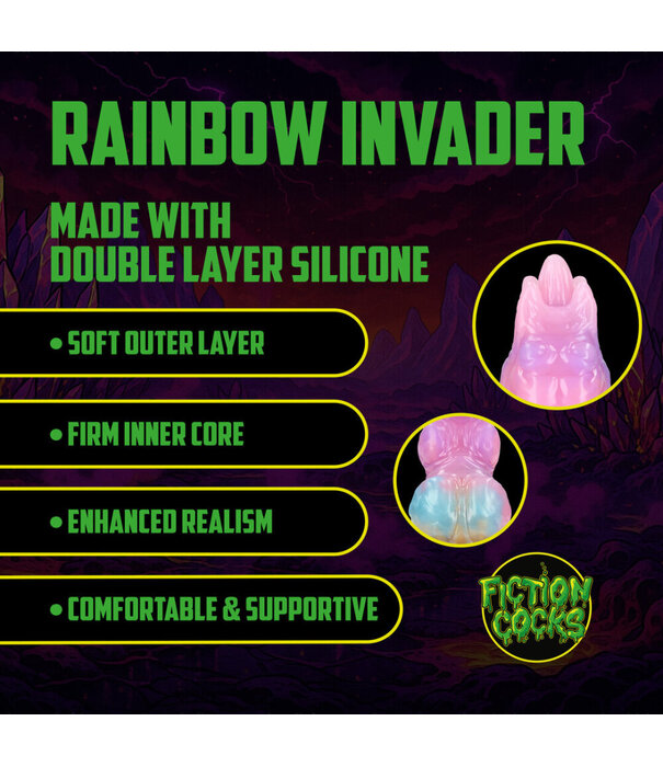 Ouch! by Shots Rainbow Invader - Siliconen Dildo - Regenboog