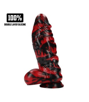 Demon Master - Siliconen Dildo - Rood/Zwart