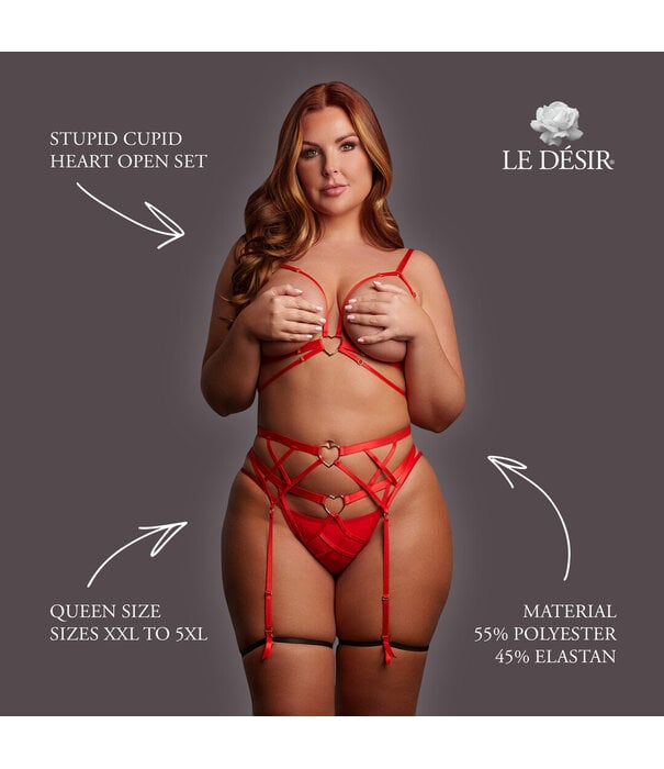 Le Désir by Shots Stupid Cupid - Heart Open Set - Queen Size - Red