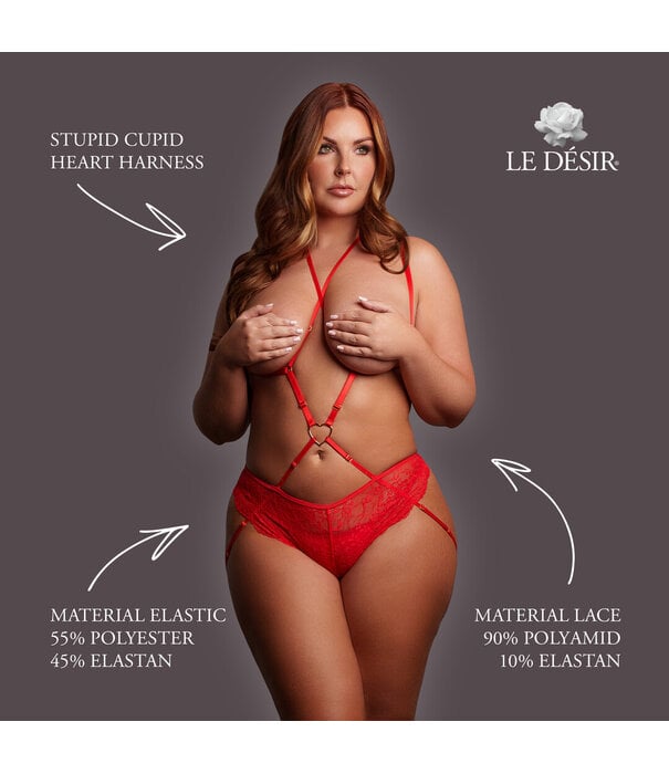 Le Désir by Shots Stupid Cupid - Heart Harness - Queen Size - Red