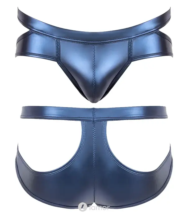 * SVENJOYMENT Svenjoyment heren slip metallic blauw met matte look en cut-outs SJ2111802