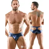 Svenjoyment heren slip metallic blauw met matte look en cut-outs SJ2111802