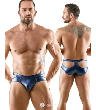 Slip metallic blauw met cut-outs, SJ2111802
