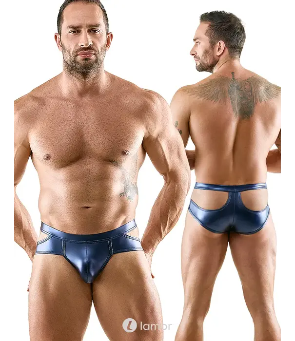 * SVENJOYMENT Svenjoyment heren slip metallic blauw met matte look en cut-outs SJ2111802