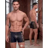 NEK heren wetlook broek zwart met mesh, bronskleurige strepen en ritssluiting NK2133610
