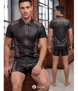 Wetlook shirt zwart met mesh, NK2162067