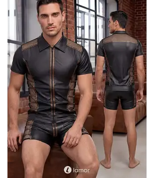 Wetlook shirt zwart met mesh, NK2162067