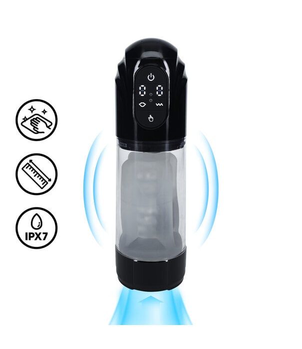 Pumped by Shots TechnoThrust - Automatische Waterdichte Masturbator Pomp - Zwart